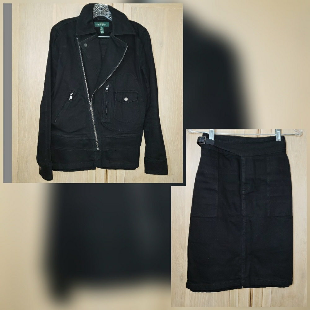 Ralph Lauren Denim Moto Jacket with Skirt